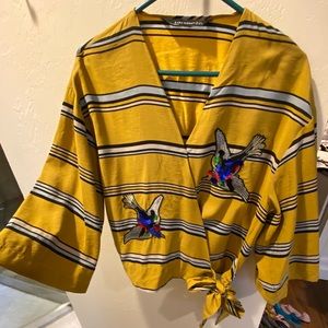 Kimono Zara blouse with sequined birds